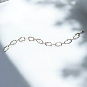 Elegant Link Bracelet 100% Silver 925 stamped, Cubic Zircon shiny crystals ✨